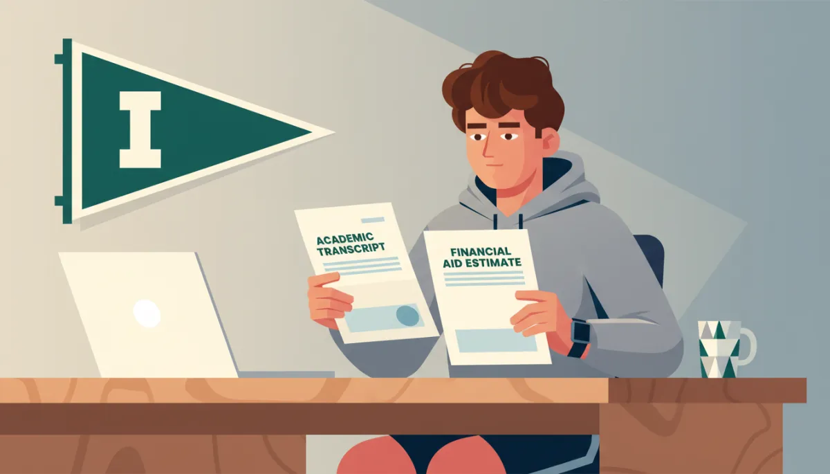 Student-athlete reviewing academic records and financial aid information