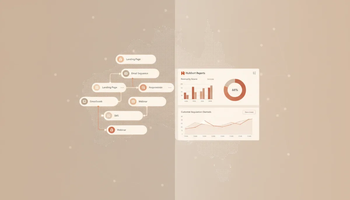 Side-by-side comparison of GoHighLevel funnels and HubSpot analytics in a modern dashboard