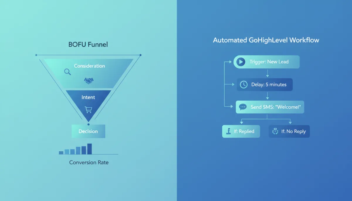 BOFU funnel strategy aligned with GoHighLevel marketing automation workflows