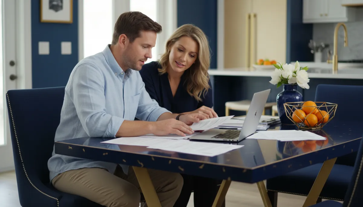 Couple reviewing documents about selling an inherited Florida home
