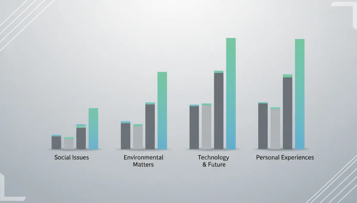 Infographic bar chart summarising the frequency of main PSLE English oral topic clusters from 2015 to 2026