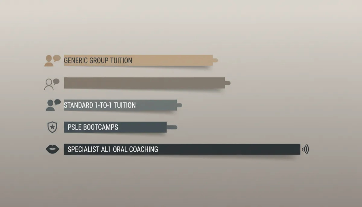 Infographic comparing PSLE oral coaching cost versus other tuition options
