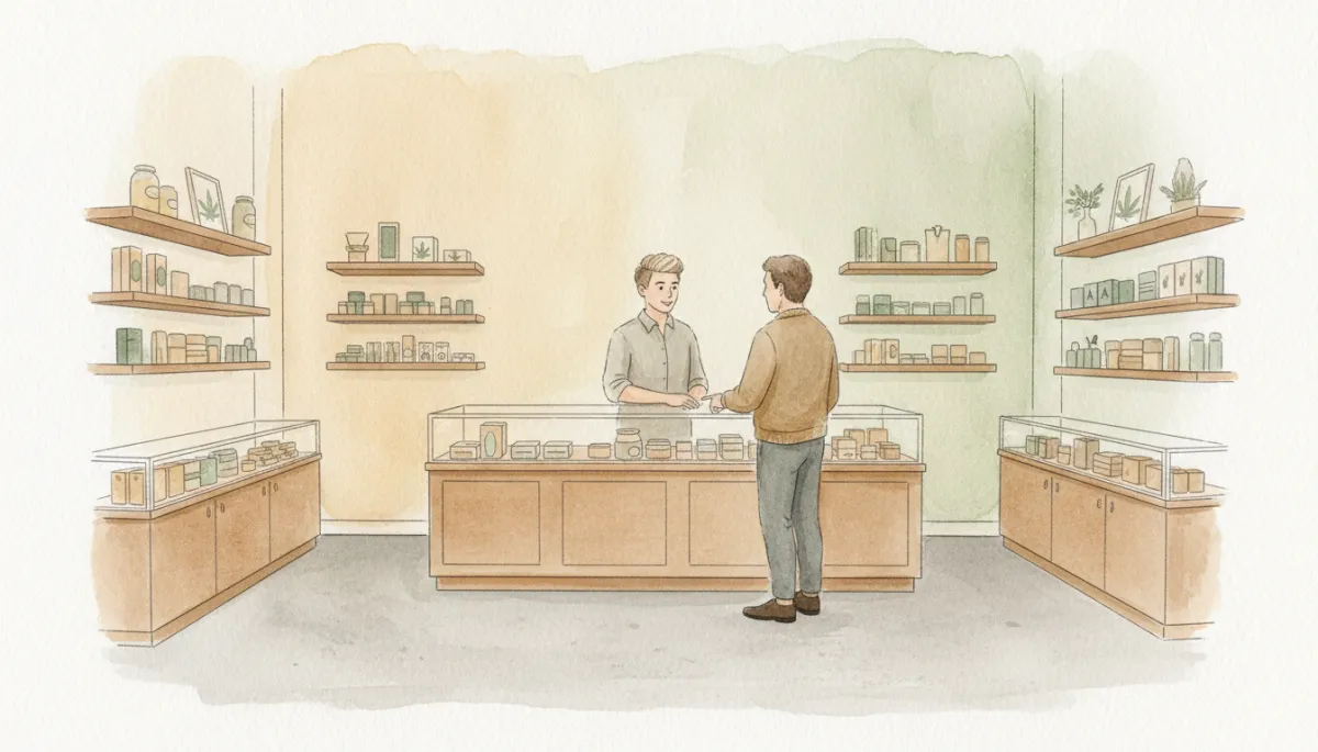 Professional interior of a Massachusetts cannabis dispensary with staff assisting a customer Professional interior of a Massachusetts cannabis dispensary with staff assisting a customer