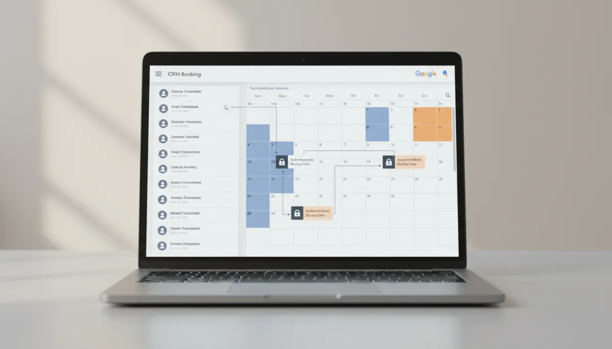 Interfaz de reservas de Zolutium sincronizada con Google Calendar mostrando franjas bloqueadas