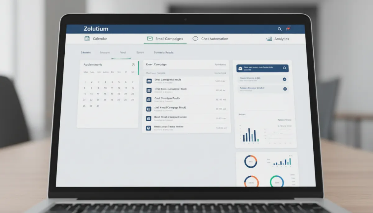 Interfaz de Zolutium mostrando calendario, campañas y automatizaciones en un solo lugar