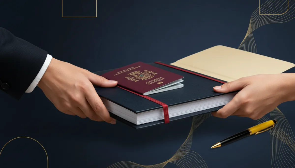 Persona iniciando su proceso de alta consular con documentación organizada