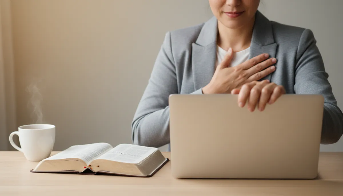 Person closing a laptop and pausing for a moment of quiet reflection Person closing a laptop and pausing for a moment of quiet reflection