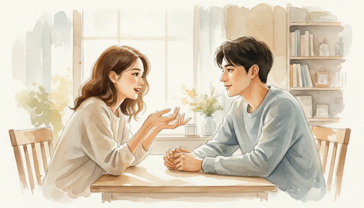 Partner listening carefully while their spouse shares feelings during a calm conversation Partner listening carefully while their spouse shares feelings during a calm conversation