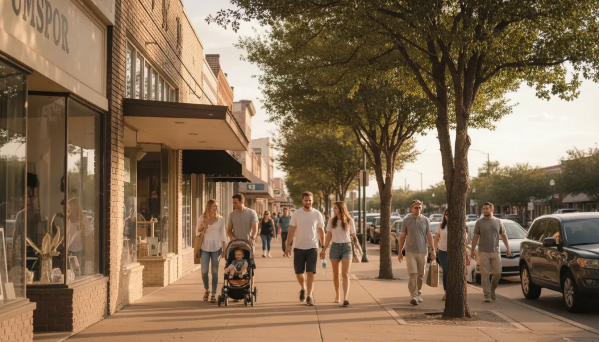 People walking through a relaxed Sunday scene in Killeen