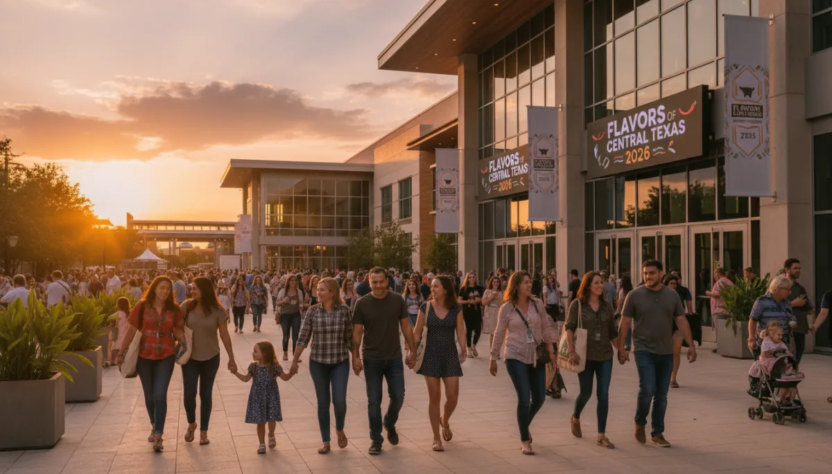 People arriving at Killeen Special Events Center for an evening food event