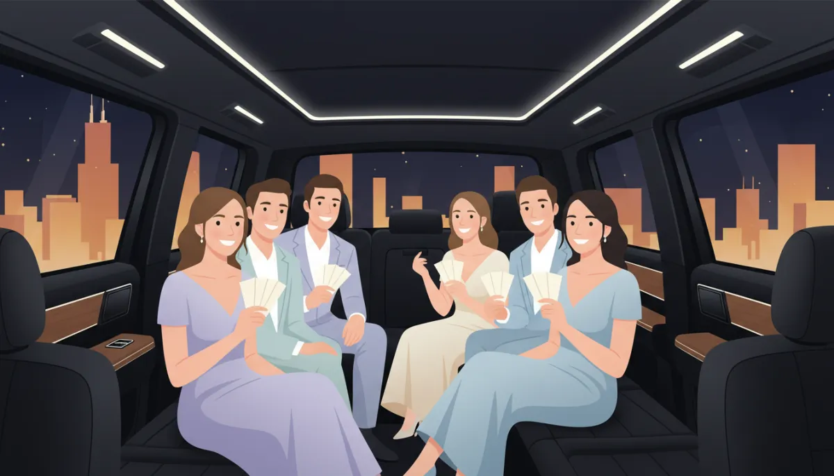 Guests relaxing inside a luxury SUV on the way to a Chicago concert
