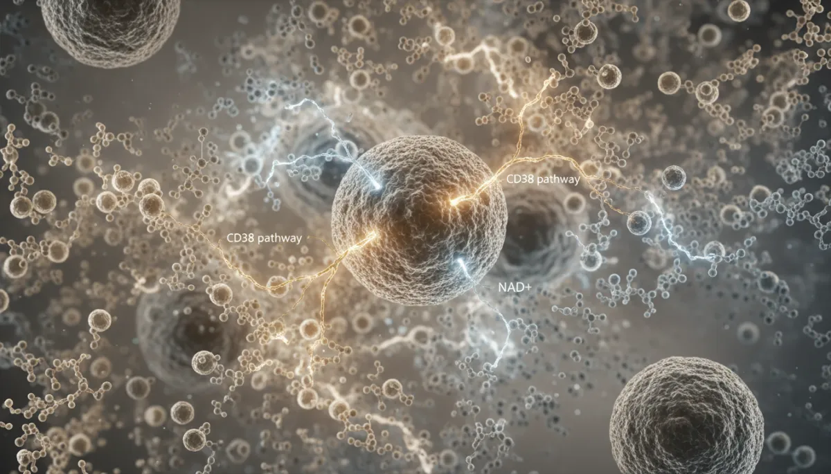 Professional depiction of immune cells and inflammatory signalling in ageing