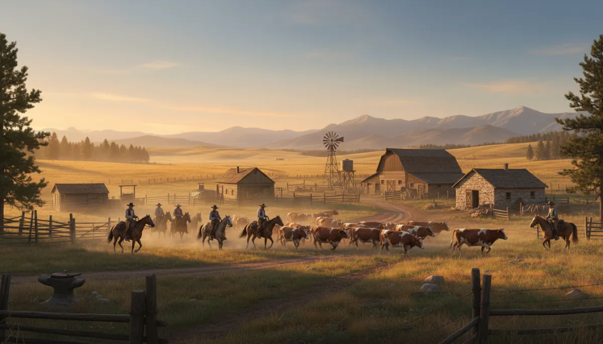 add a couple period relevant images. Context: This is for a blog post about "From Montana Ranches to the State Senate". Style: Professional quality, photorealistic, high resolution