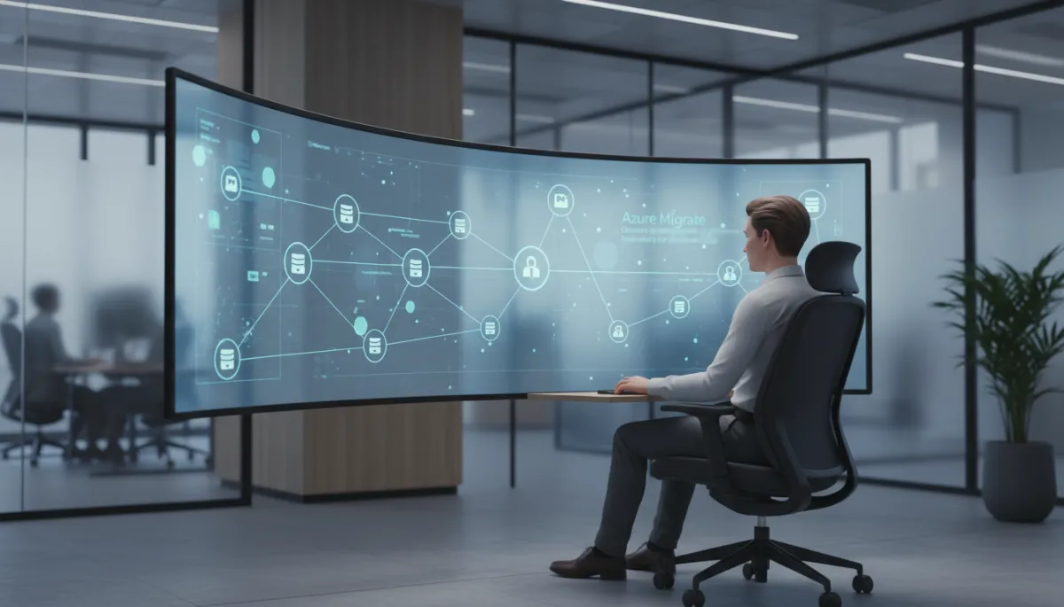 IT manager reviewing Azure Migrate discovery and dependency mapping for small business workloads