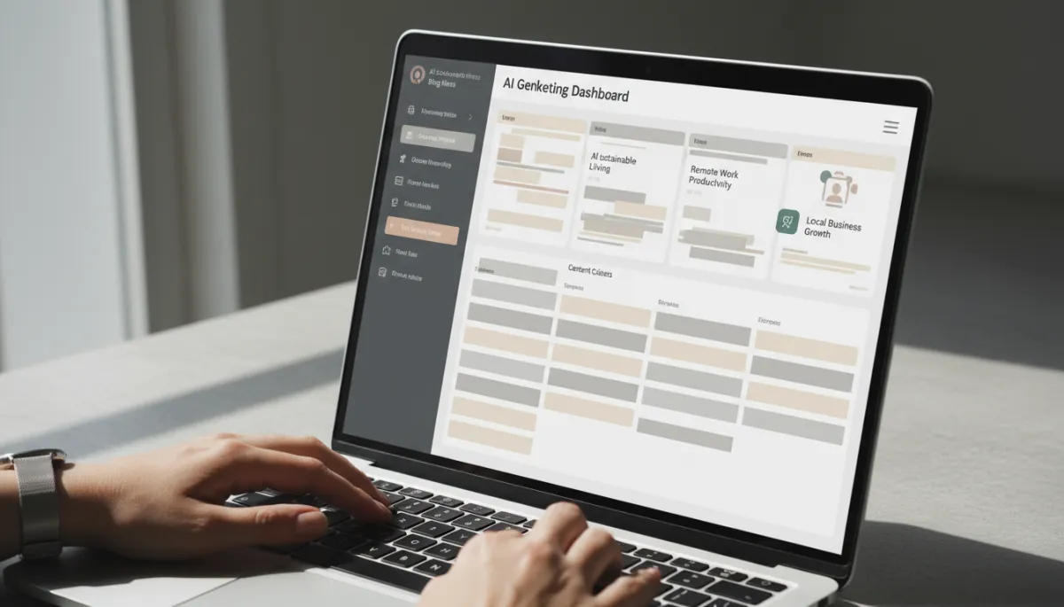 Marketing dashboard showing AI-generated content ideas for a local business