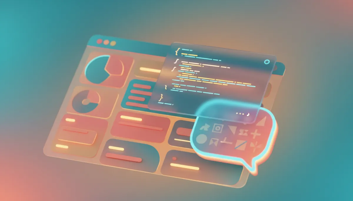 3d render digital art of website with AI chat widget snippet