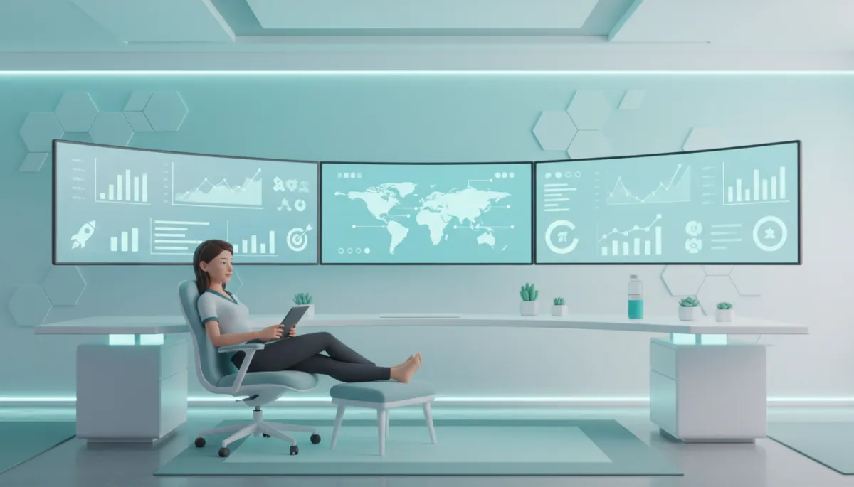 Marketer monitoring automated campaigns while dashboards run in background Marketer monitoring automated campaigns while dashboards run in background