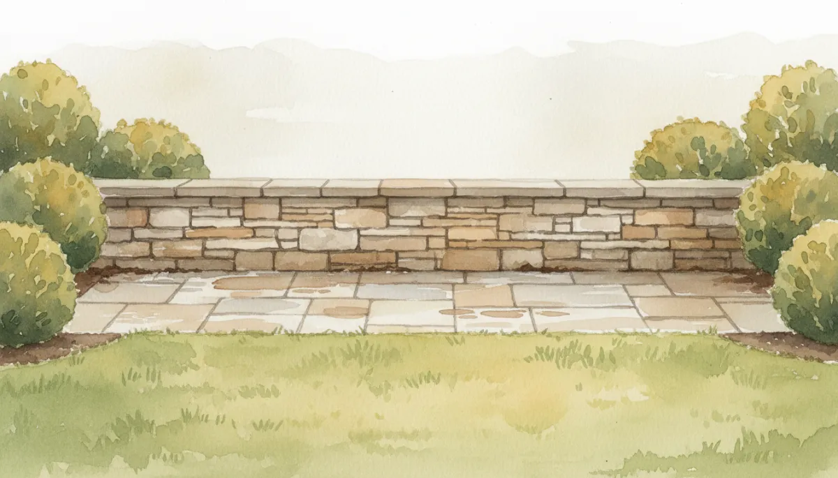 Backyard patio and retaining wall showing early signs of erosion and drainage issues
