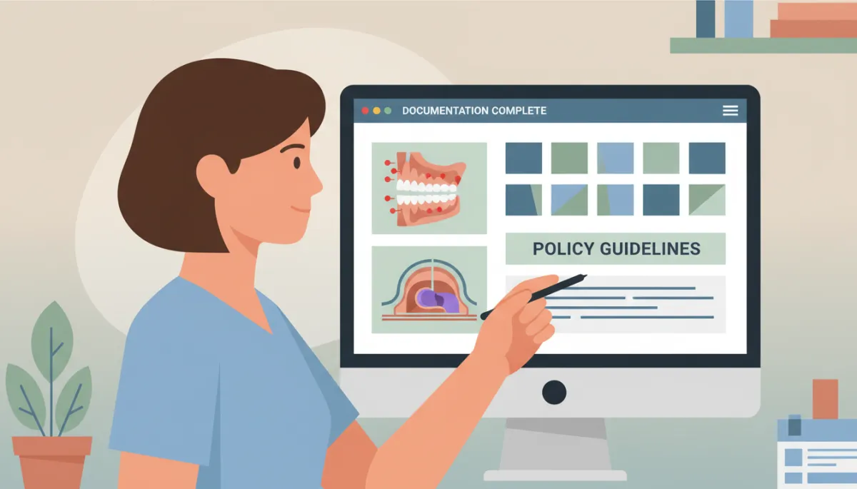Clinician entering detailed TMJ and sleep apnea documentation into an electronic record