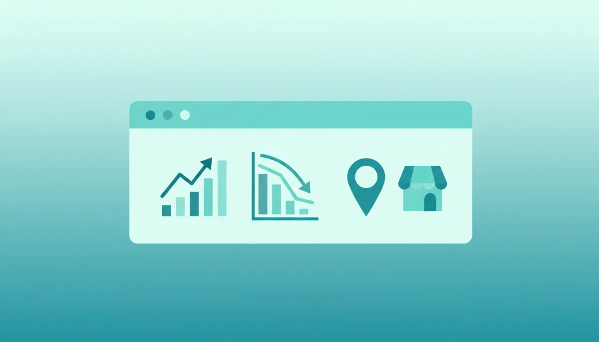 Illustration of changing search rankings and local visibility metrics