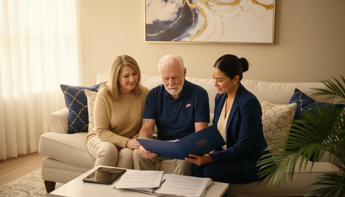 Family in Hudson FL meeting with a home care coordinator to plan veteran support