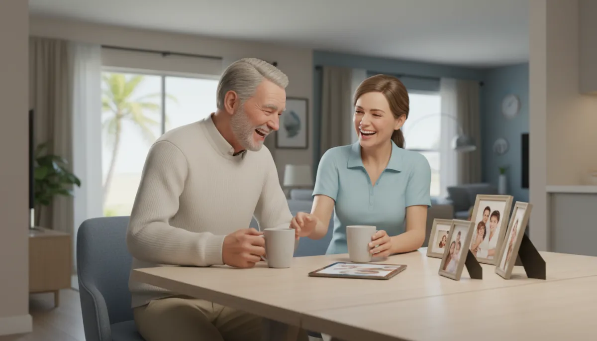 Caregiver providing companionship to a senior at home