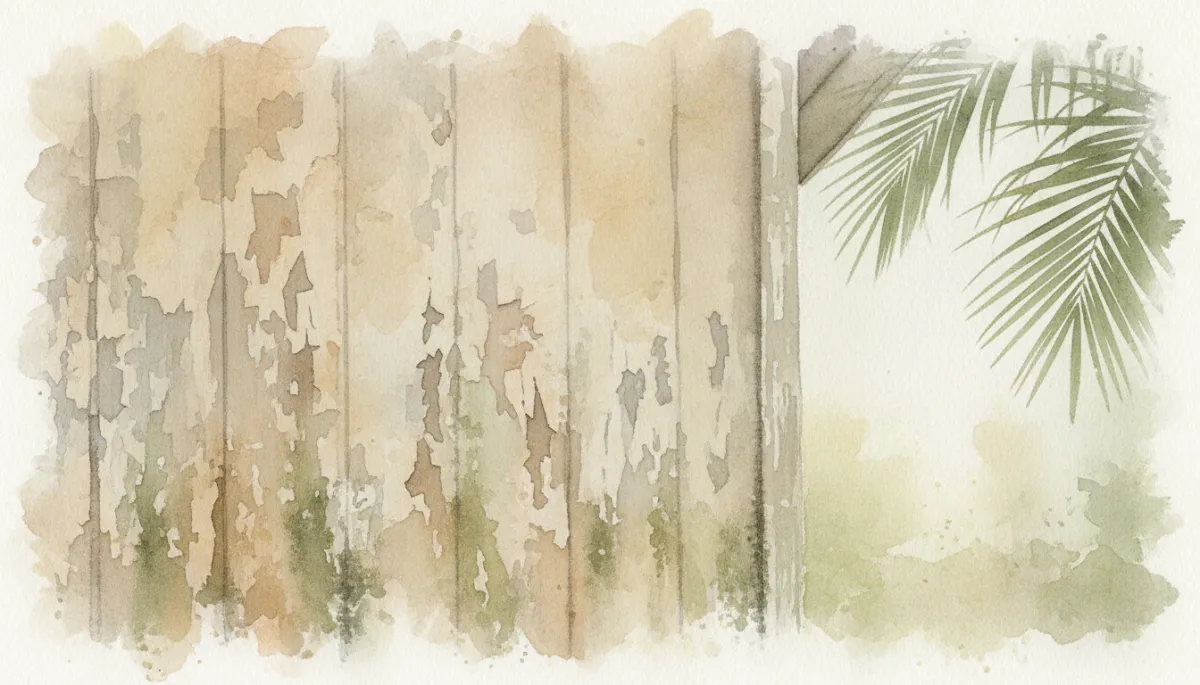 Weathered exterior paint on a Florida home showing peeling and mildew from humidity