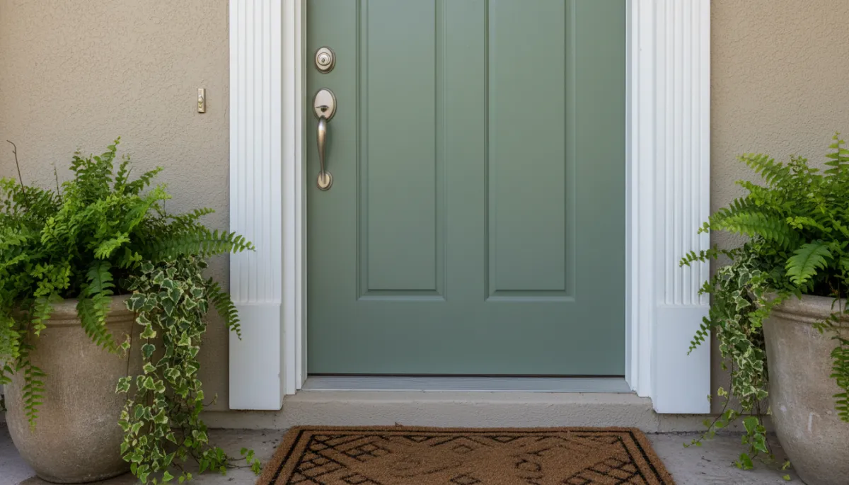 Neutral painted Sarasota entryway with inviting curb appeal Neutral painted Sarasota entryway with inviting curb appeal