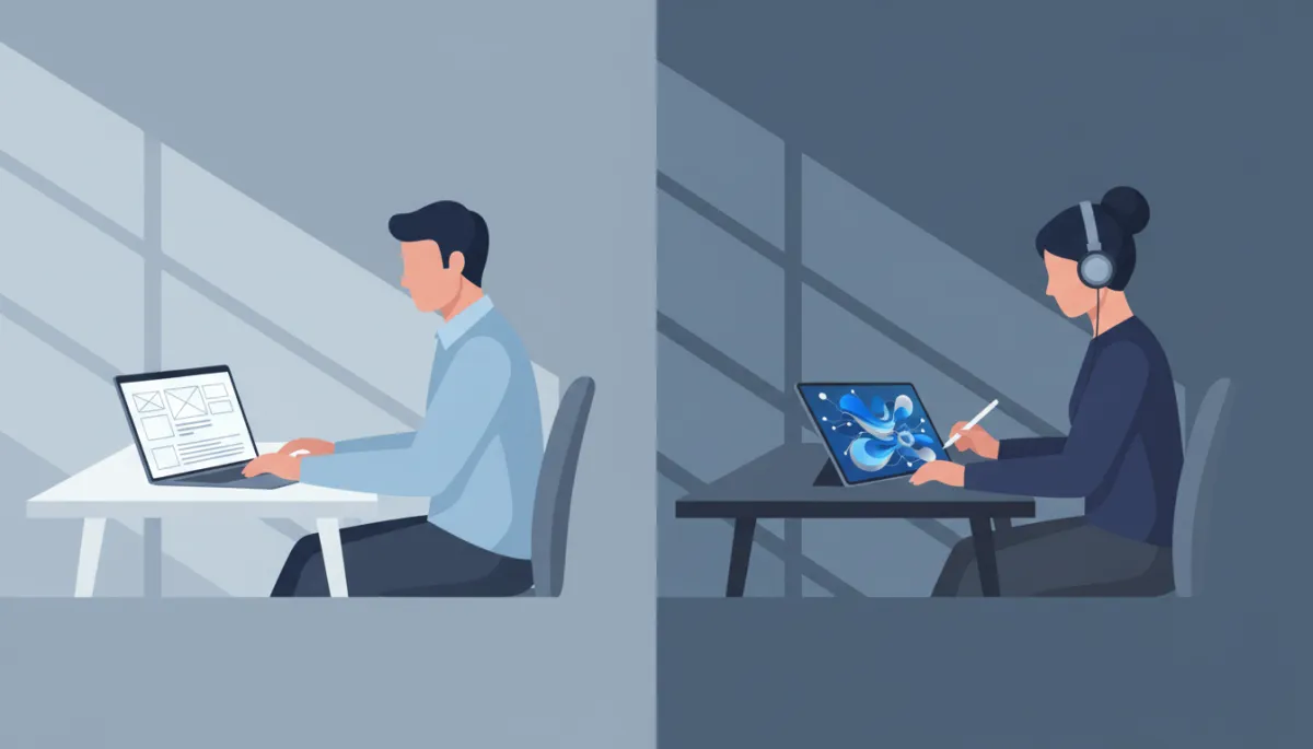 Founder drafting ideas while a freelancer refines them