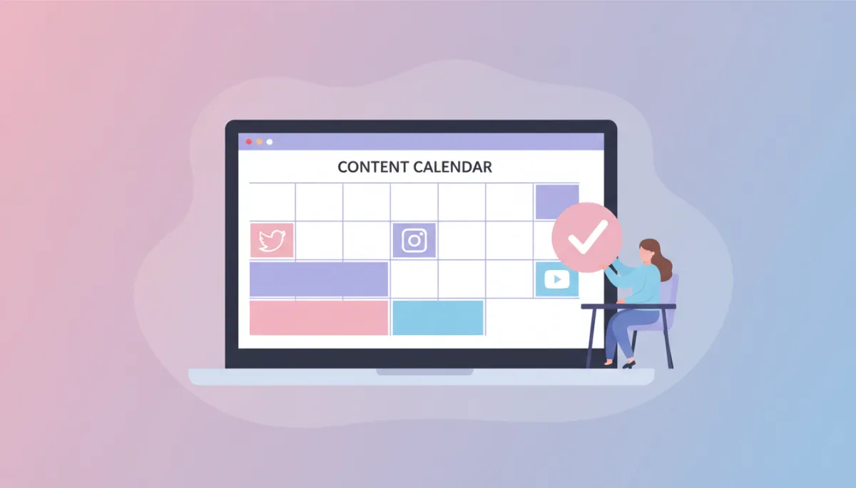Illustration of a small business content calendar in a modern clean pastel style