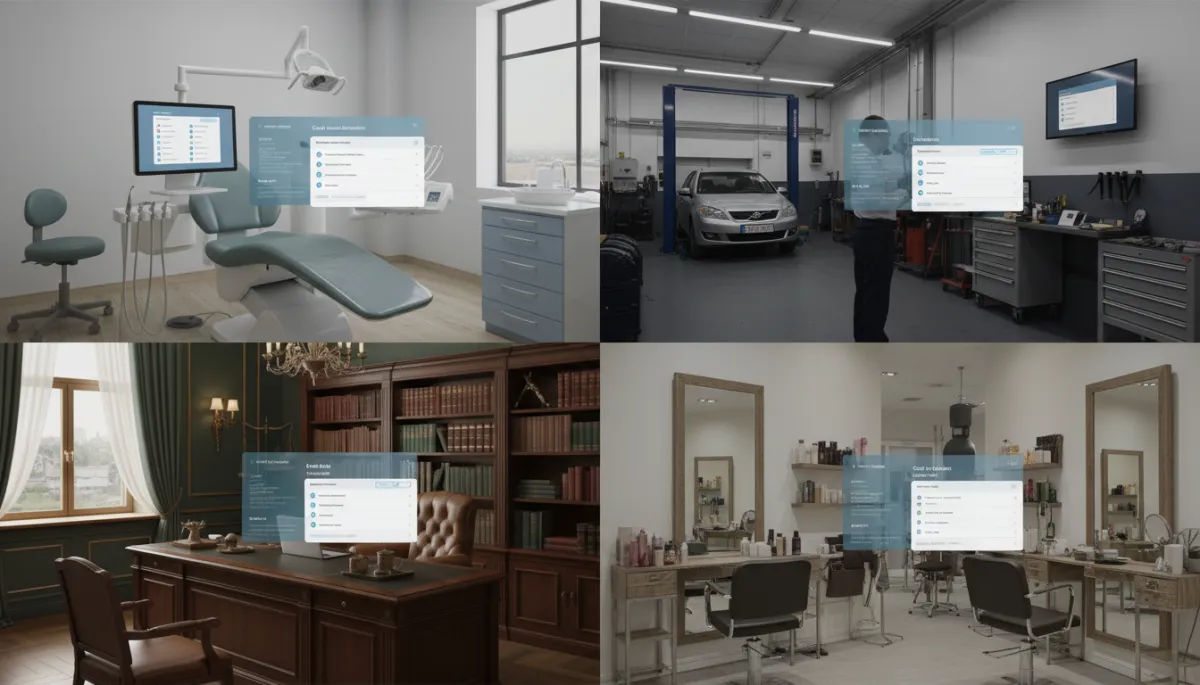 Different small businesses using an AI receptionist to handle customer calls Different small businesses using an AI receptionist to handle customer calls