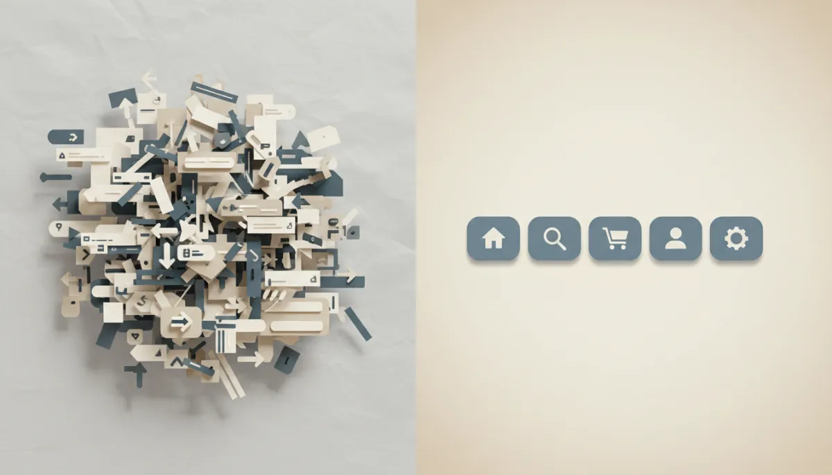 Comparison of cluttered and clean website navigation for a small business
