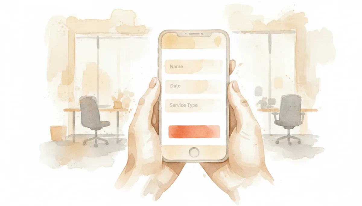 Person using a mobile-friendly booking form on a smartphone Person using a mobile-friendly booking form on a smartphone