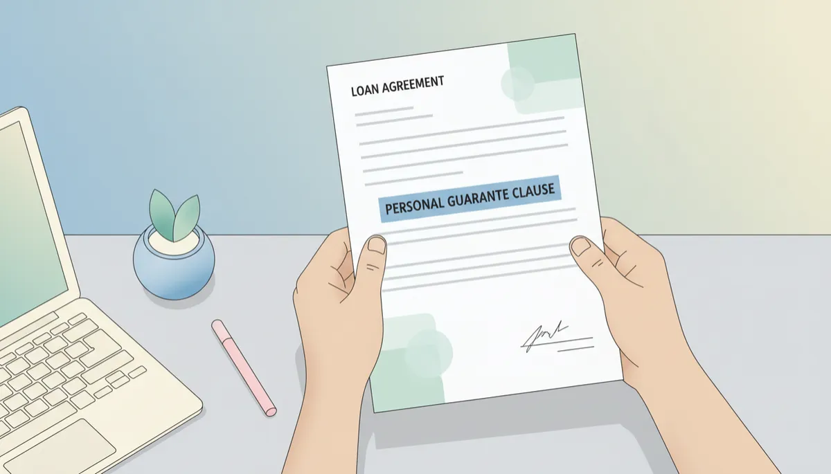 Close-up of a director reviewing a personal guarantee clause in a finance agreement Close-up of a director reviewing a personal guarantee clause in a finance agreement