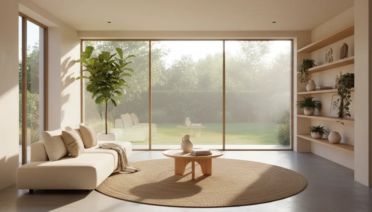 Bright living room with freshly cleaned windows