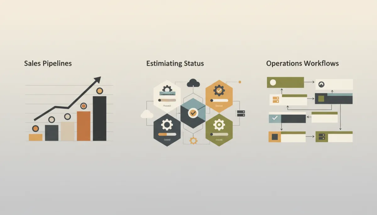 Unified dashboard showing business automation across sales, estimating, and operations Unified dashboard showing business automation across sales, estimating, and operations