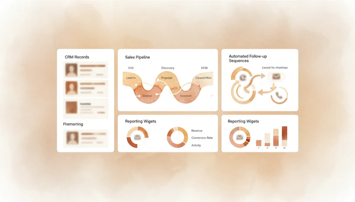 Unified business dashboard connecting CRM, pipelines, workflows, and reporting