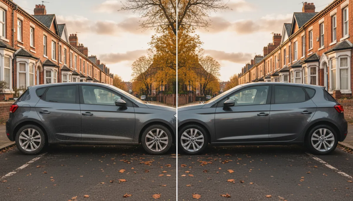Car before and after premium autumn detailing service