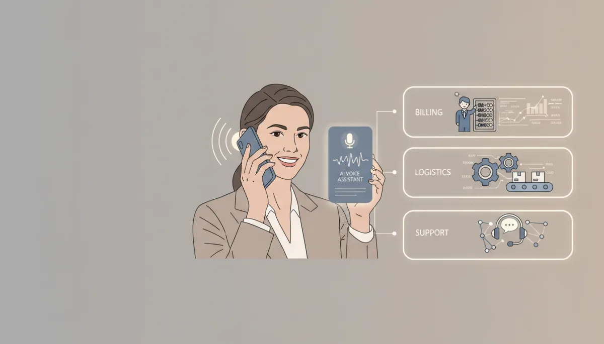 Customer using an AI voice assistant while background AI agents execute tasks Customer using an AI voice assistant while background AI agents execute tasks