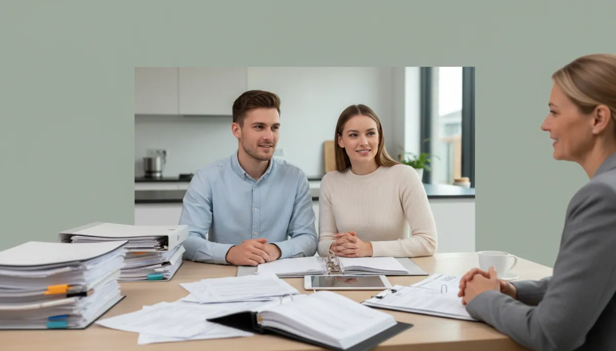 Couple discussing mortgage and protection options with an adviser