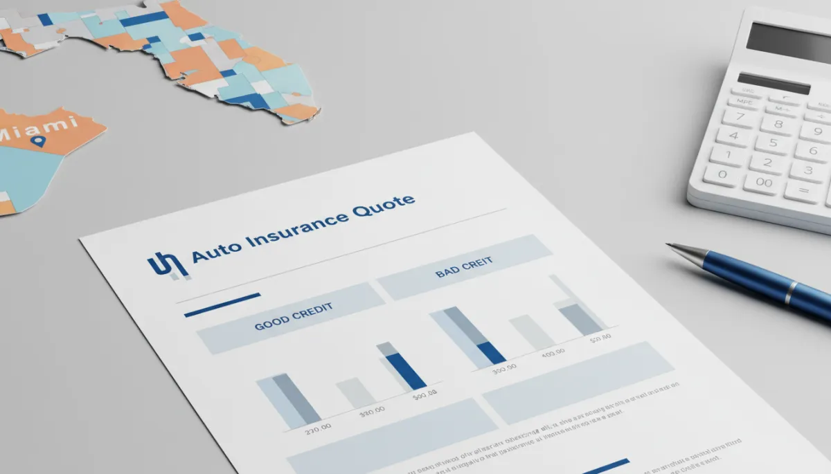 Comparison of car insurance premiums for drivers with good and bad credit in Miami Comparison of car insurance premiums for drivers with good and bad credit in Miami