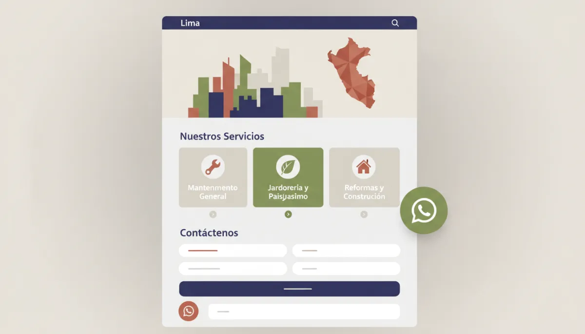 Página web profesional de negocio local con servicios organizados y botones de contacto Página web profesional de negocio local con servicios organizados y botones de contacto