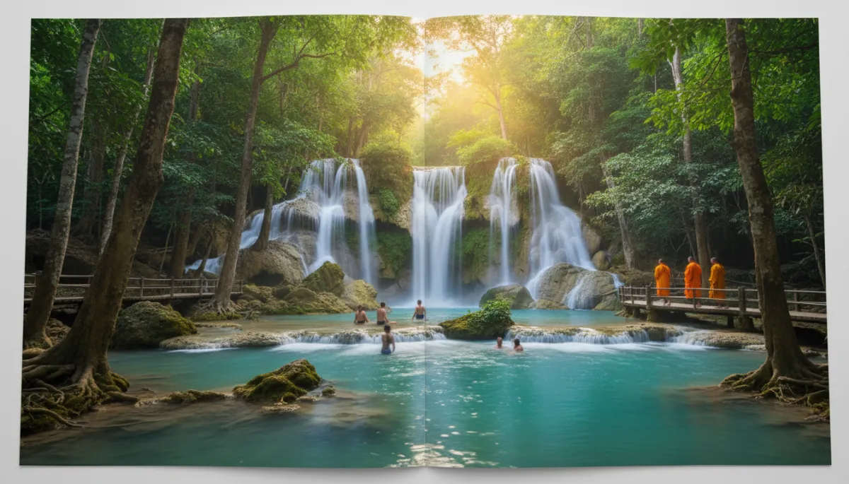 Cascadas Kuang Si de color turquesa entre la selva de Laos