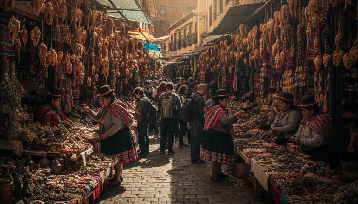 Puestos del Mercado de las Brujas en el centro de La Paz