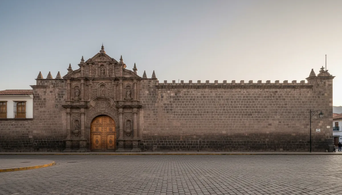 Fachada barroca de la Casa de la Moneda de Potosí en una calle adoquinada