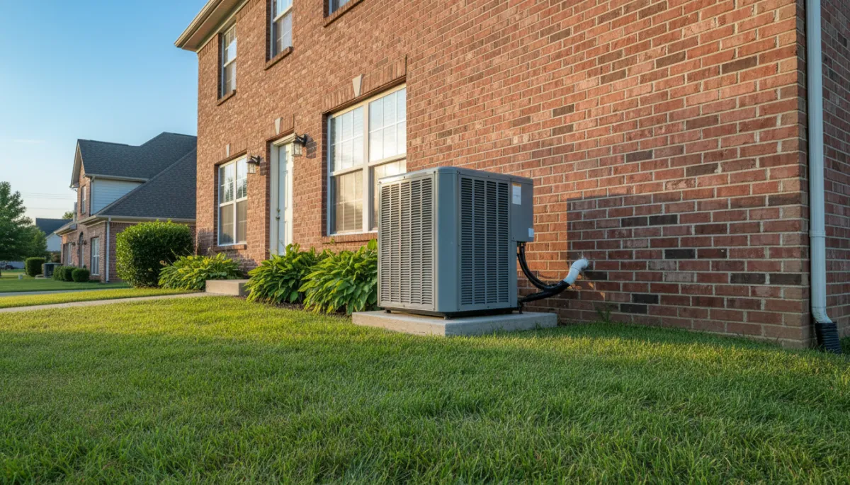 Clean, well-maintained outdoor AC unit beside a suburban home