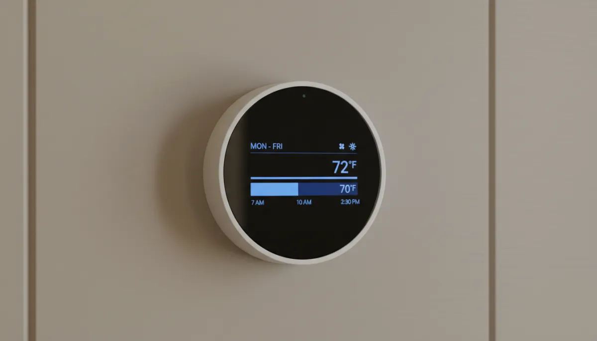 Modern programmable thermostat on the wall of a North Mississippi home