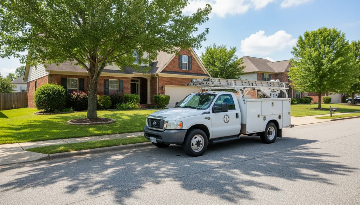 Electrical service truck parked in front of a North Mississippi home