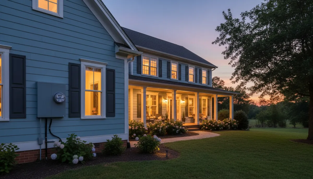 North Mississippi home with modern upgraded electrical service and warm lighting North Mississippi home with modern upgraded electrical service and warm lighting