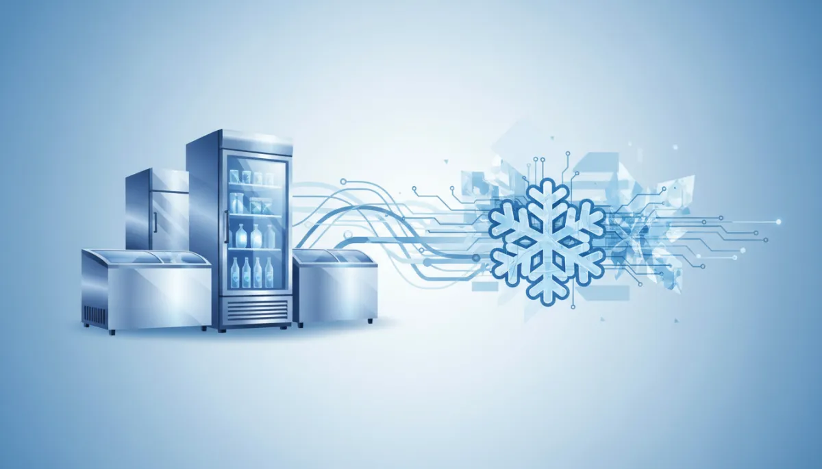 Modern home kitchen with sleek commercial refrigerator